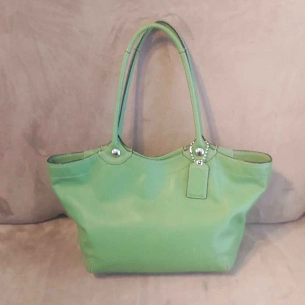 COACH Apple Green Legacy Bleecker Leather Tote Bag F14383 - Picture 2 of 16